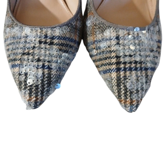 Sam Edelman Hazel Sequined Tweed Pump Plaid Pointed Toe Heels Women's Size - Picture 3 of 11